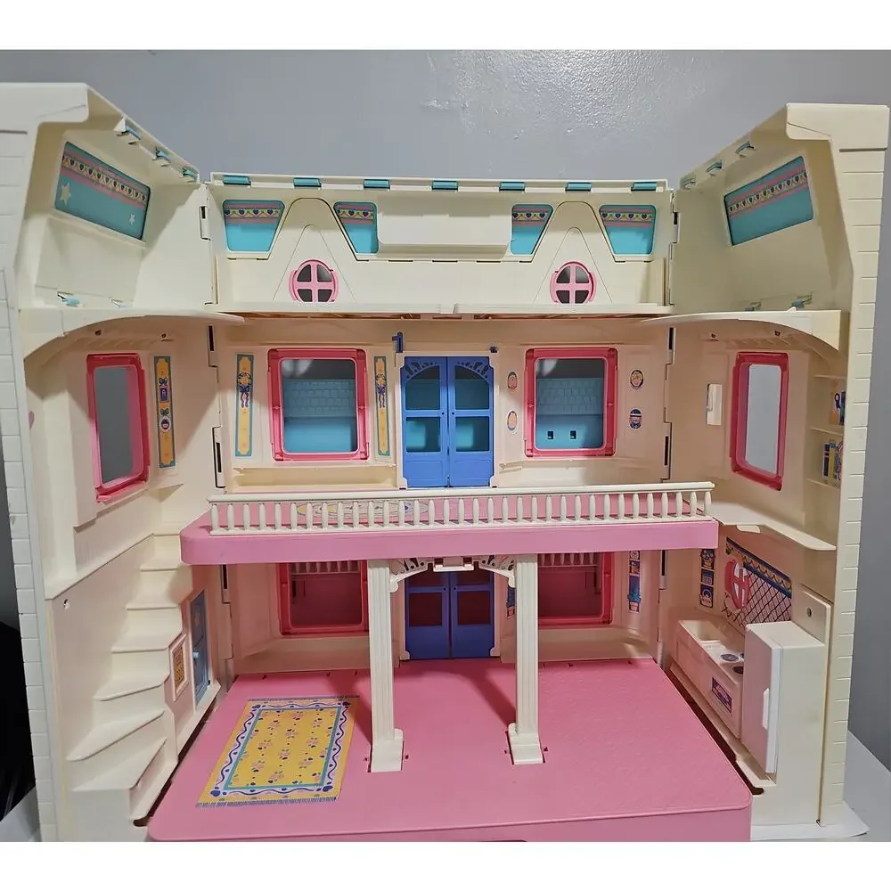 Vintage Fisher Price 90s Loving Family Doll House Furniture Pool Van Dog Cat